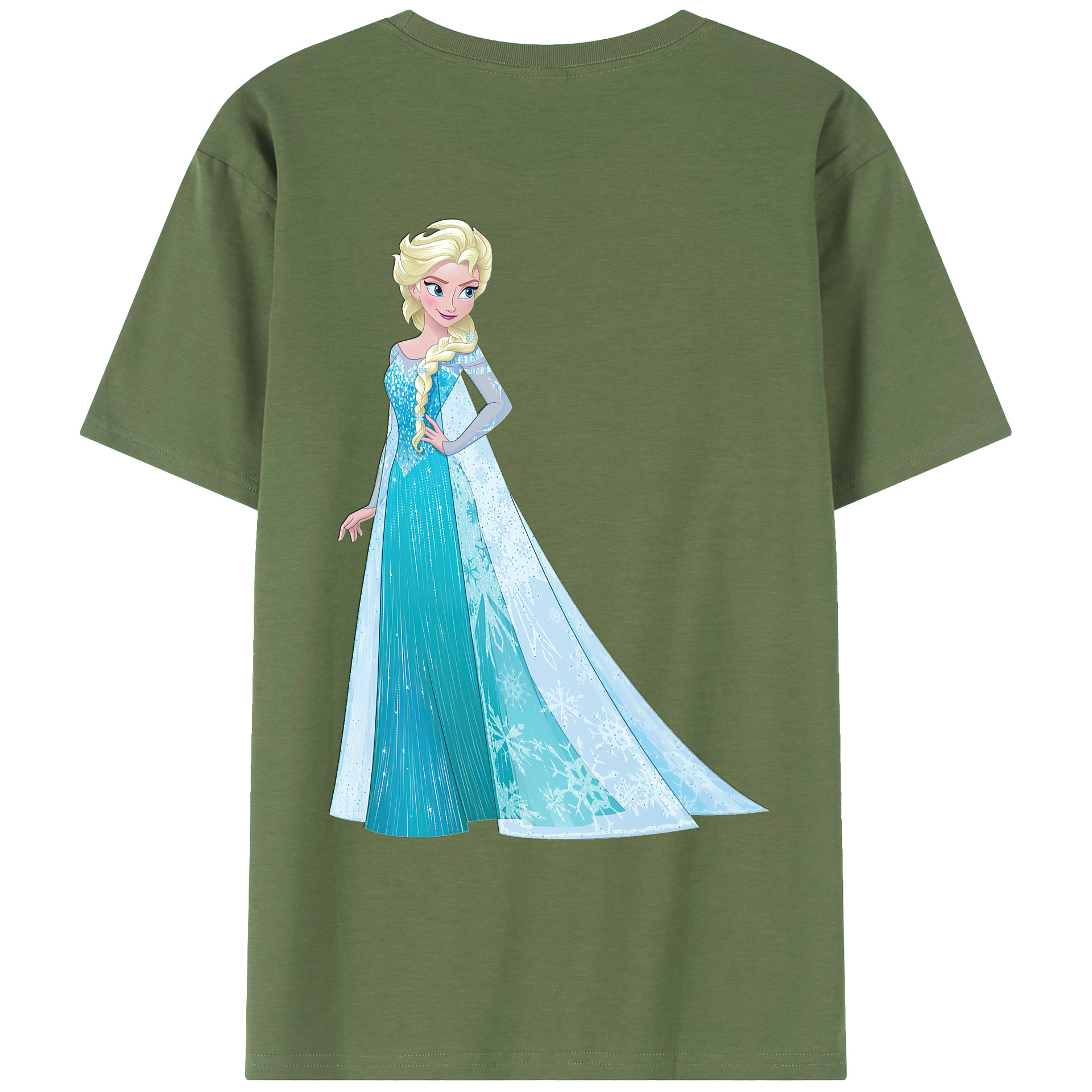 （画像用） アナと雪の女王 アンナ エルサ Frozen Anna Elsa 綿100％ メンズ半袖Tシャツ（バックプリント） 通気性